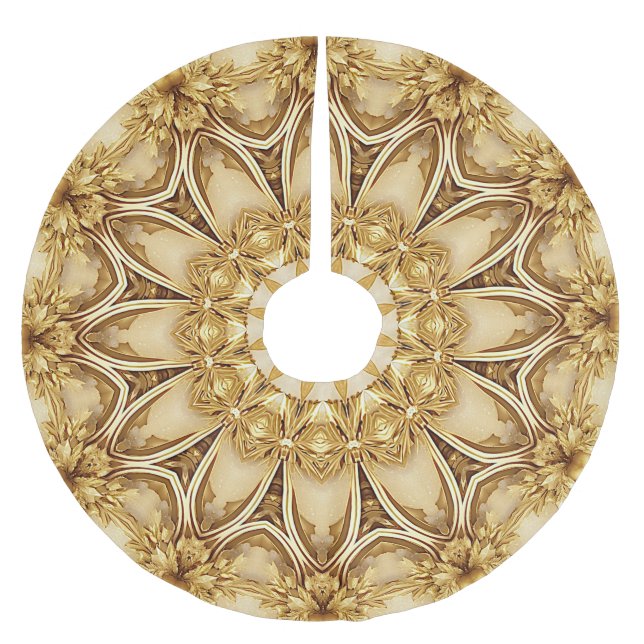 Gold Holiday Christmas Tree Skirt (Front)
