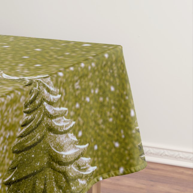 Gold Holiday Christmas Tree Tablecloth (In Situ)