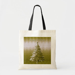 Gold Holiday Christmas Tree Tote Bag