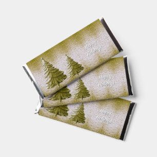 Gold Holiday Christmas Trees Hershey Bar Favors