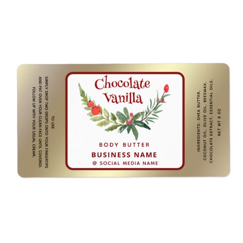 Gold Holiday holly brunch typography product Label