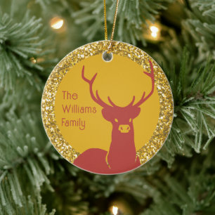 Gold Holiday Monogram Sparkling Parties Re Ceramic Ornament