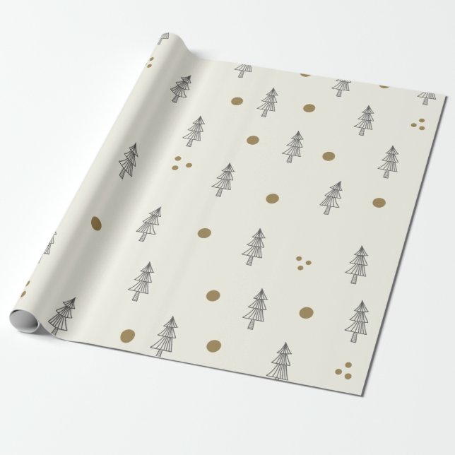Gold Holiday Pattern Elegant Chic Classic Xmas Wrapping Paper (Unrolled)