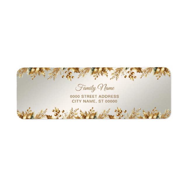 Gold Holiday Return Address Label (Front)