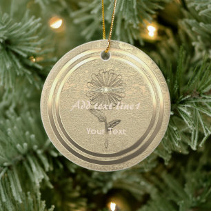 Gold Holiday Season Vibe Ceramic Ornament