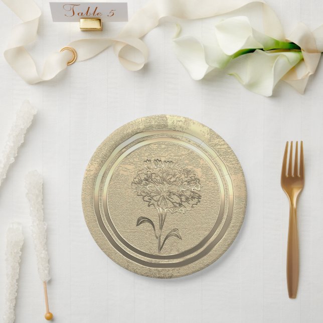 Gold Holiday Season Vibe Paper Plates (Wedding)