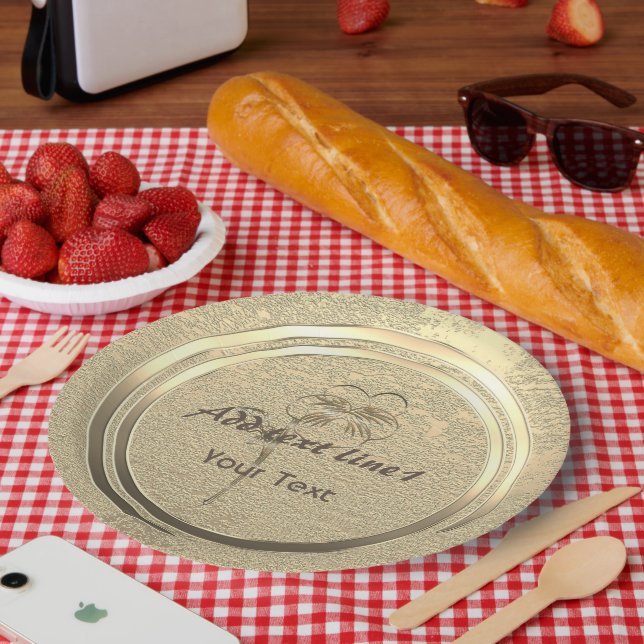 Gold Holiday Season Vibe Paper Plates (Picnic)