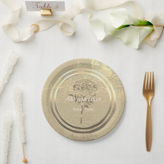 Gold Holiday Season Vibe Paper Plates (Wedding)