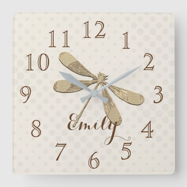 Gold Holiday Season Vibe Square Wall Clock (Front)