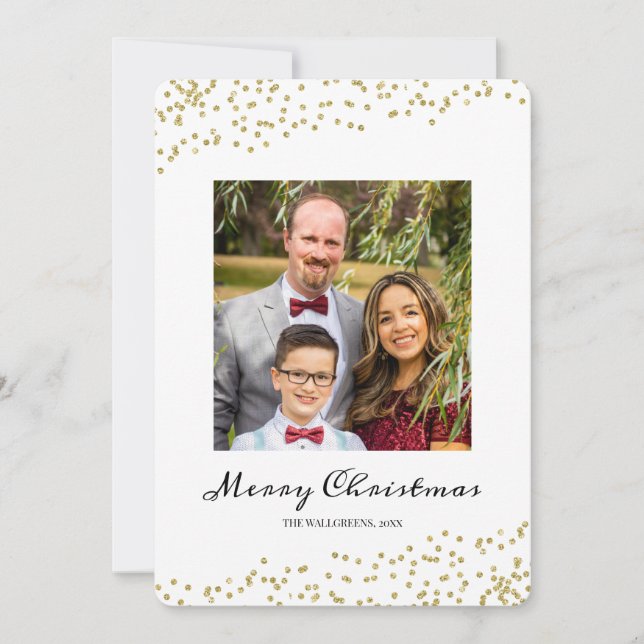 Gold Holiday Sparkle Confetti Photo Collage Xmas (Front)
