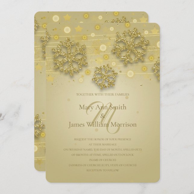 Gold Holiday Wedding Save The Date Invitation (Front/Back)