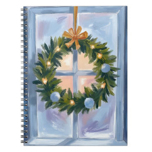 Gold Holiday Wreath Watercolor Holiday Notebook