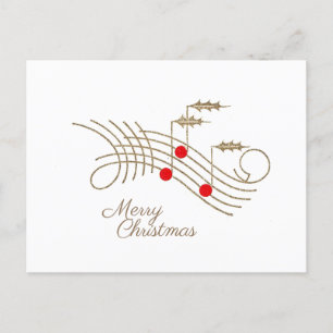 Gold Holly Music Notes Christmas