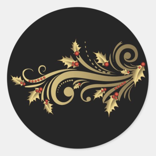 Gold Holly  Scroll Stickers