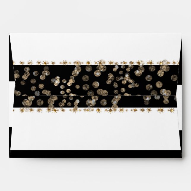 Gold Hollywood Black & White Stripes Envelopes (Back (Top Flap))