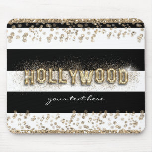 Gold Hollywood Black & White Stripes Mouse Pad