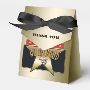 Gold Hollywood Retro Star Party Bow Favor Box