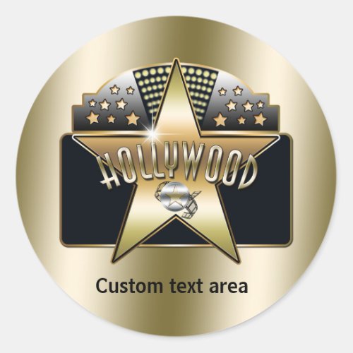 Gold Hollywood Retro Typography Star Party Sticker