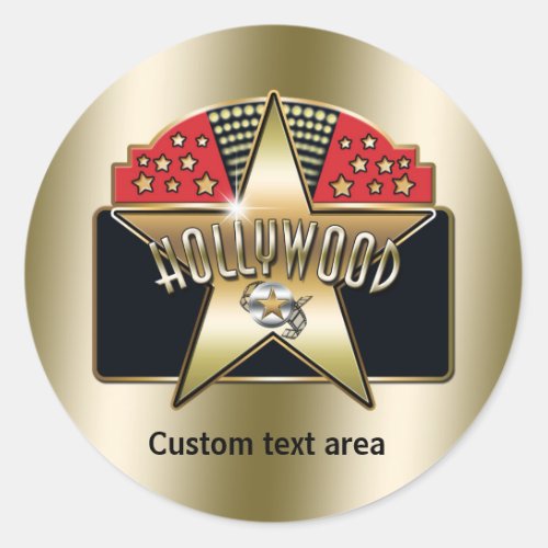 Gold Hollywood Retro Typography Star Party Sticker