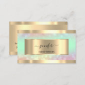 Gold  Holograph Nail Salon Mint  Hairdresser OMBRÉ Business Card (Front/Back)