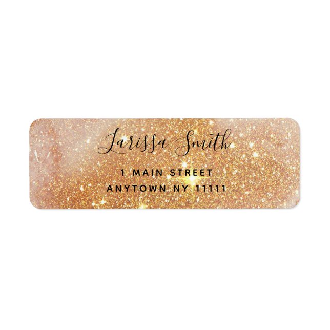 Gold Holographic Glitter Chic Return Address Label (Front)