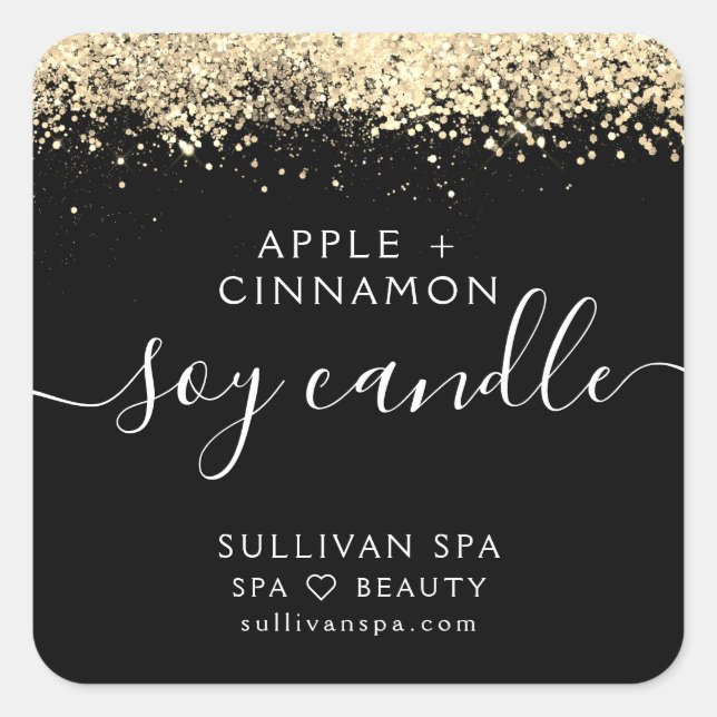 Gold Holographic Glitter Soy Candle Label (Front)