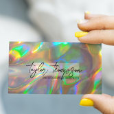 holographic transparent business cards MONAT Business Cards | Foiled Clear Plastic | Holographic, Gold, Neon foils