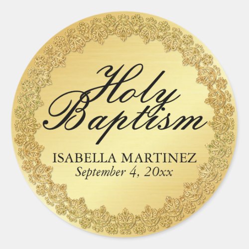 Gold Holy Baptism Sacrament Catholic Sticker Seal