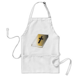 Gold Holy Bible with Black Cross Religious Adult Apron