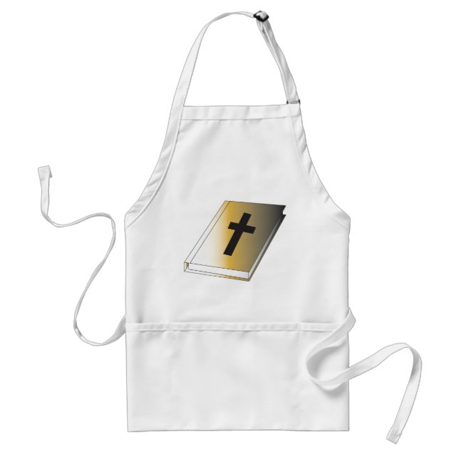 Gold Holy Bible with Black Cross Religious Adult Apron (Front)