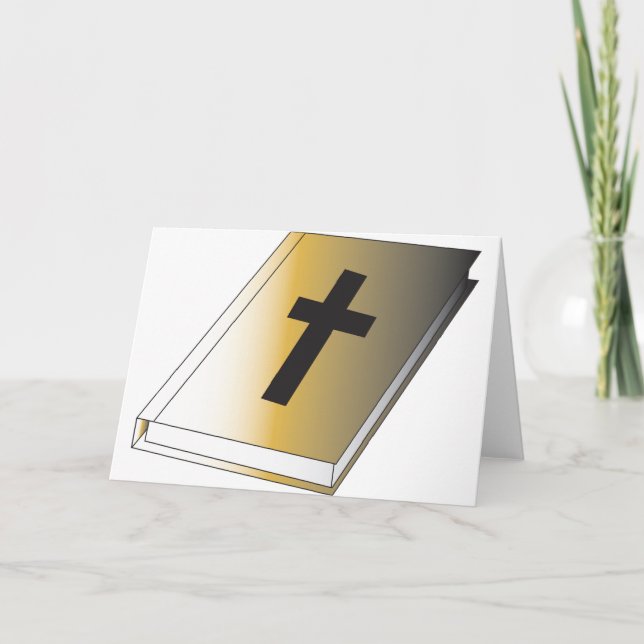 Gold Holy Bible with Black Cross Religious Card (Front)