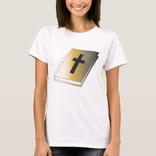 Gold Holy Bible with Black Cross Religious T-Shirt