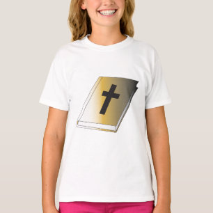 Gold Holy Bible with Black Cross Religious T-Shirt