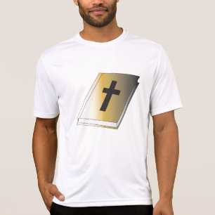 Gold Holy Bible with Black Cross Religious T-Shirt