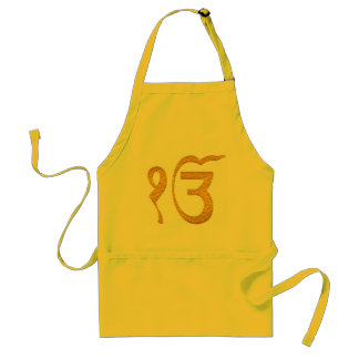 Gold Holy Ek Onkar Sikh Langar Apron with Pockets