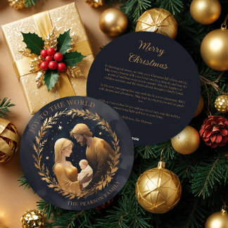 Gold Holy Family Nativity Exquisite Christmas Holiday Card