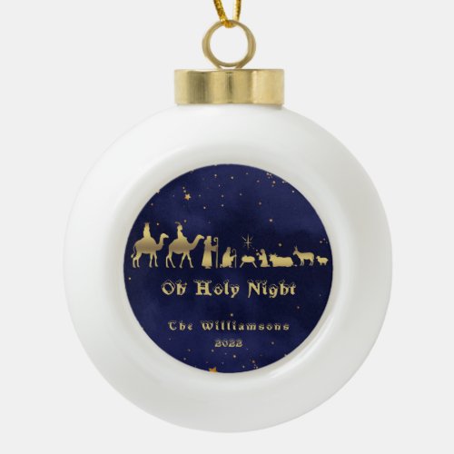 Gold Holy Night Christmas Ceramic Ornament