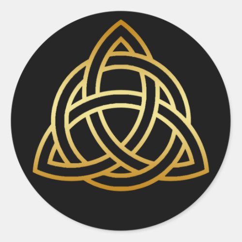 GOLD HOLY TRINITY KNOT CLASSIC ROUND STICKER