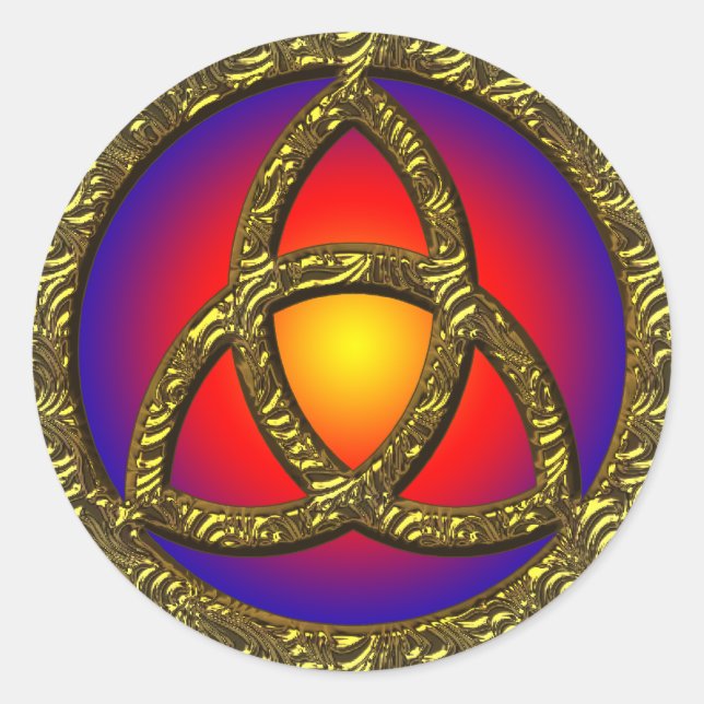 GOLD HOLY TRINITY SYMBOL CLASSIC ROUND STICKER (Front)