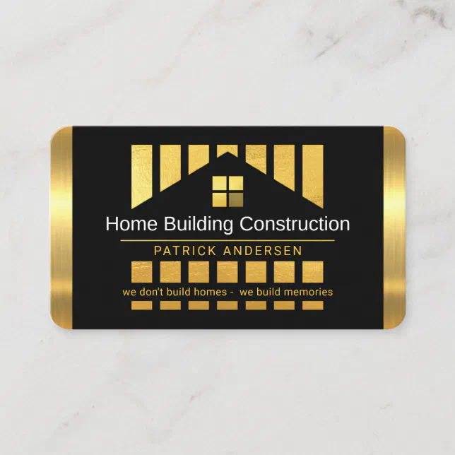 Gold Home Building Silhouette Construction Piling Business Card | Zazzle