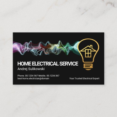 Gold Home Bulb Electrified Lightning Charge  Business Card