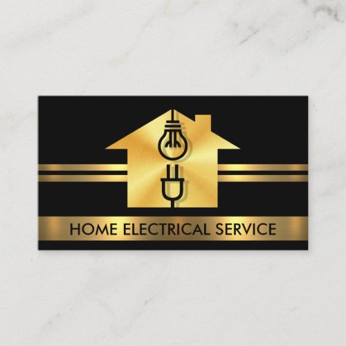 Gold Home Bulb Plug Circuit Business Card