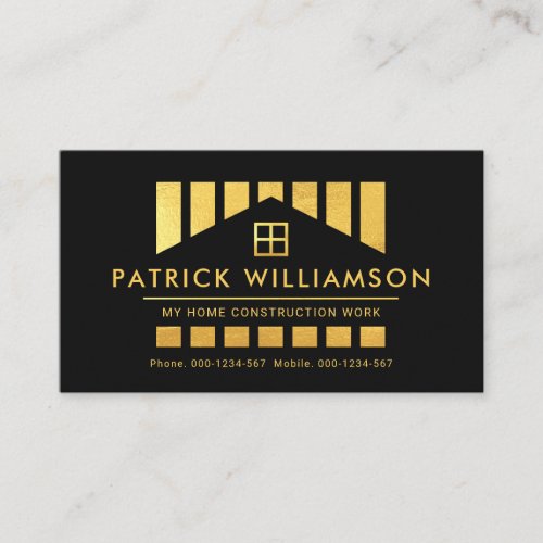 Gold Home Construction Piling Work Business Card