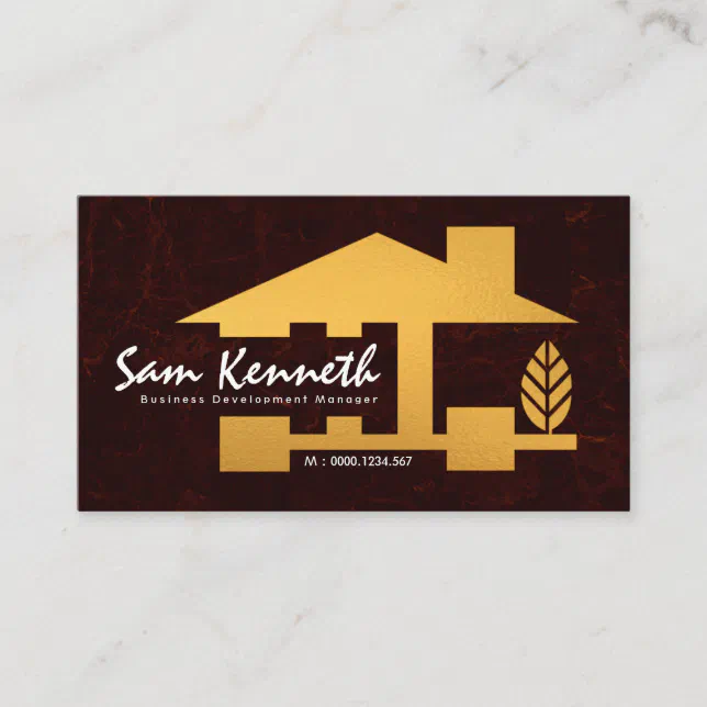 Gold Home Development Manager Building Contractor Business Card | Zazzle