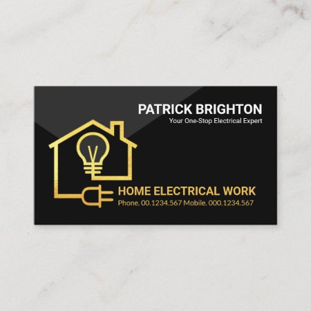 Gold Home Electric Circuit Wiring Electrician Business Card