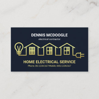 Gold Home Electric Circuit Wiring Electrician Business Card