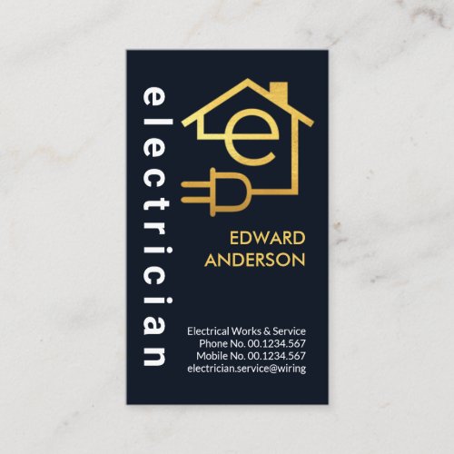 Gold Home Electrical Circuit Electrician Business Card