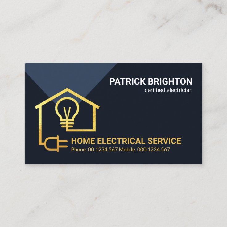 Gold Home Electrical Circuit Wiring Electrician Business Card 