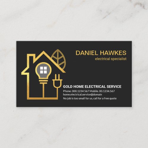 Gold Home Electrical Wiring Circuit Electrician Business Card