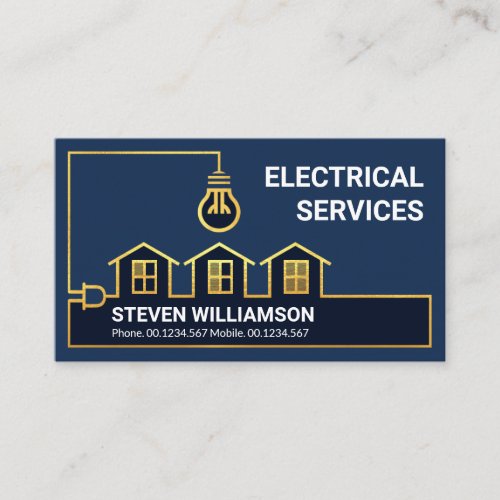Gold Home Electrical Wiring Electrician Services Business Card